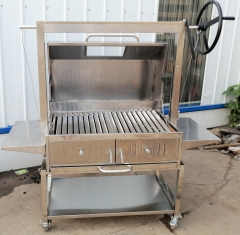 Stainless BBQ Grill Kit with Argentinian Adjustable Heights Charcoal Asado Grills