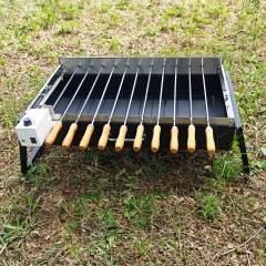 Traveler Barbeque Grill Set Outdoor Portable Charcoal BBQ Foldable Camping Charcoal BBQ Grill with rotating skewers