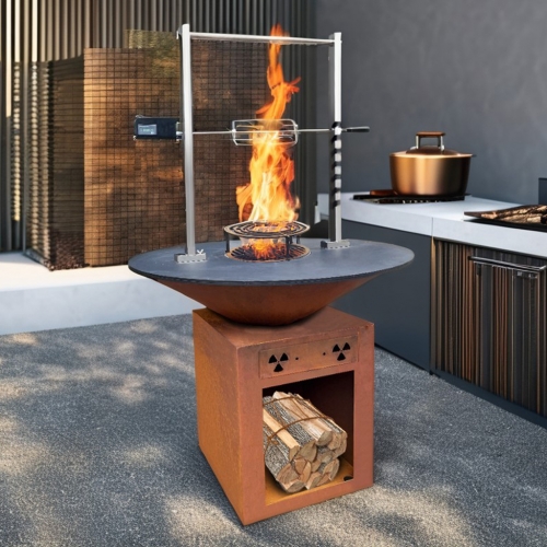 Brasero personnalisé en acier Corten pour barbecue rond