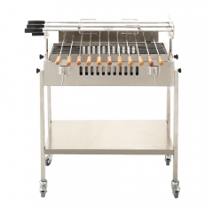 Machine à griller le poulet au charbon de bois avec moteur électrique automatique chypriote Foukou