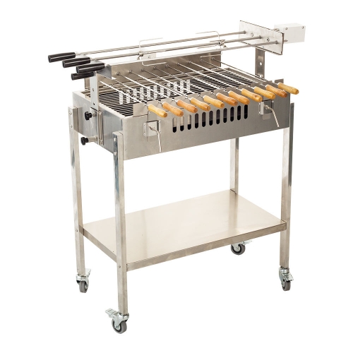 Machine à griller le poulet au charbon de bois avec moteur électrique automatique chypriote Foukou