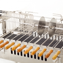 Machine à griller le poulet au charbon de bois avec moteur électrique automatique chypriote Foukou
