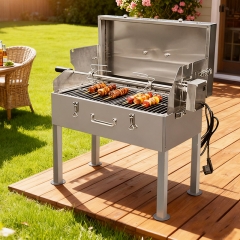 Rôtissoire chypriote en acier inoxydable Souvlaki Grill à rotation automatique pour barbecue
