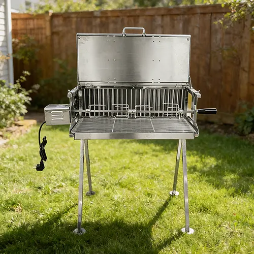Barbecue vertical à double broche en acier inoxydable