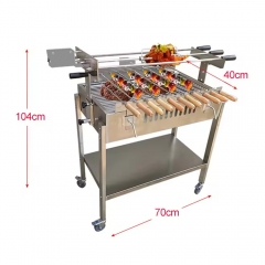 Machine à griller le poulet au charbon de bois avec moteur électrique automatique chypriote Foukou